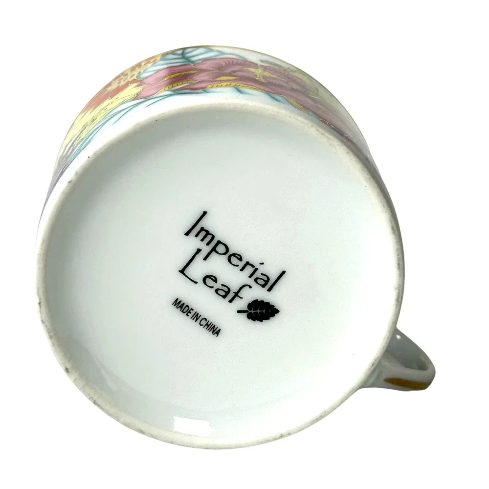 Vintage Imperial Tobacco Leaf China Floral Gold Trim Flat Bottom Cup Retired